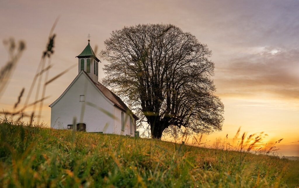 church, sunset, sunrise